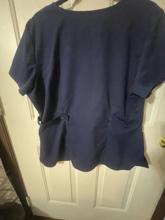 Grey's Anatomy Navy V-Neck Short Sleeve Scrub Top - Picture 3 of 4